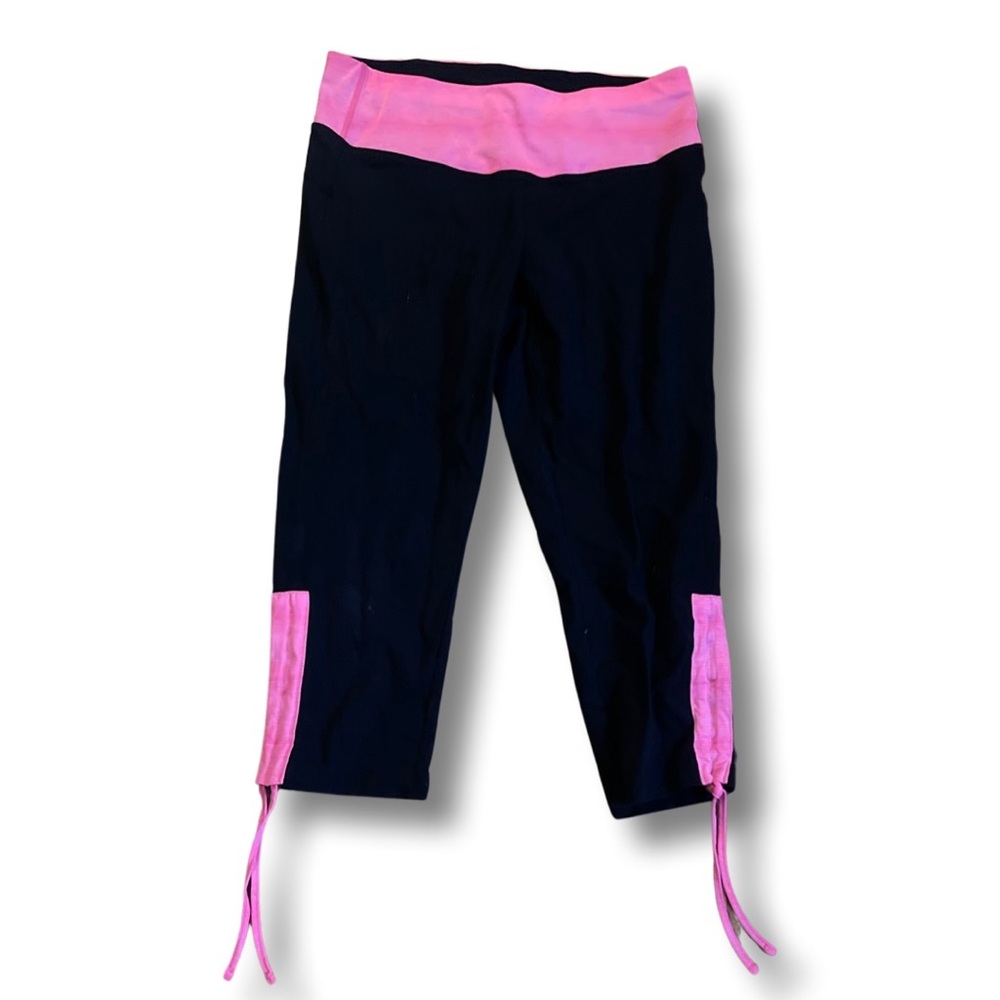 Made For Life Brand Pink And Black Cropped Yoga Leggings Size Petite Small